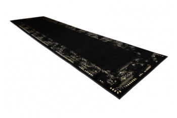 Dywany Łuszczów, Behúň Gloss 408C 86 geometric black/gold, 80x250, čierna, obývacia izba