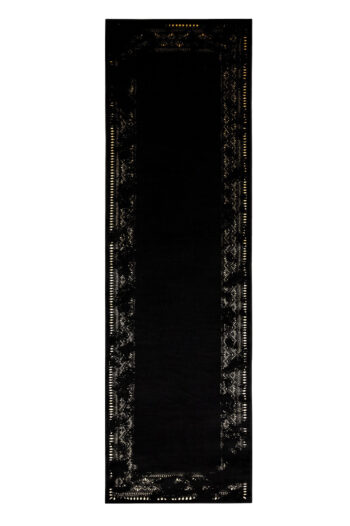 Dywany Łuszczów, Behúň Gloss 408C 86 geometric black/gold, 80x250, čierna, obývacia izba