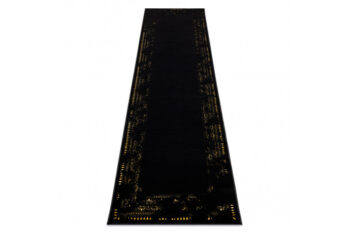 Dywany Łuszczów, Behúň Gloss 408C 86 geometric black/gold, 80x300, čierna, obývacia izba