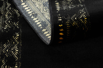 Dywany Łuszczów, Behúň Gloss 408C 86 geometric black/gold, 80x300, čierna, obývacia izba