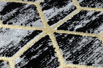 Dywany Łuszczów, Behúň Gloss 409A 82 3D cubes black/gold/grey, 60x300, čierna, obývacia izba