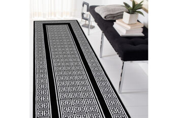 Dywany Łuszczów, Behúň Gloss 6776 85 greek black/ivory, 60x300, čiernobiela, obývacia izba