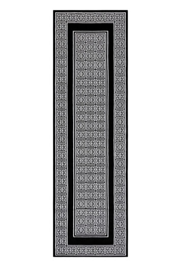 Dywany Łuszczów, Behúň Gloss 6776 85 greek black/ivory, 60x300, čiernobiela, obývacia izba