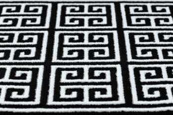 Dywany Łuszczów, Behúň Gloss 6776 85 greek black/ivory, 60x300, čiernobiela, obývacia izba