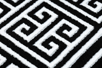 Dywany Łuszczów, Behúň Gloss 6776 85 greek black/ivory, 60x300, čiernobiela, obývacia izba