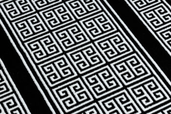 Dywany Łuszczów, Behúň Gloss 6776 85 greek black/ivory, 60x300, čiernobiela, obývacia izba