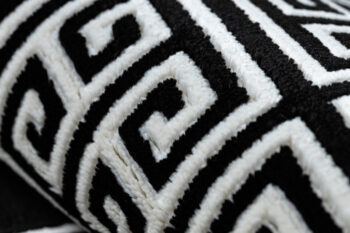Dywany Łuszczów, Behúň Gloss 6776 85 greek black/ivory, 60x300, čiernobiela, obývacia izba