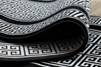 Dywany Łuszczów, Behúň Gloss 6776 85 greek black/ivory, 70x300, čiernobiela, obývacia izba