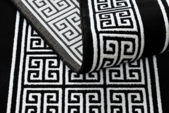 Dywany Łuszczów, Behúň Gloss 6776 85 greek black/ivory, 80x250, čiernobiela, obývacia izba