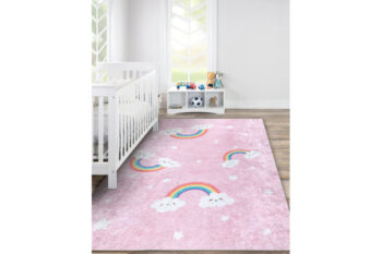 Dywany Łuszczów, Detský kusový koberec Junior 52063.802 Rainbow pink, 80x150, ružová, detská izba