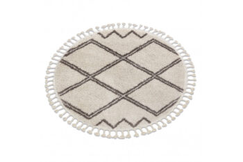 Dywany Łuszczów, Kusový koberec Berber Asila cream and brown kruh, 120x120 (priemer) kruh, biela, obývacia izba