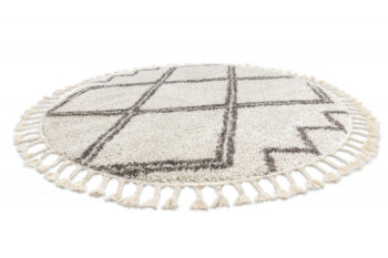 Dywany Łuszczów, Kusový koberec Berber Asila cream and brown kruh, 120x120 (priemer) kruh, biela, obývacia izba