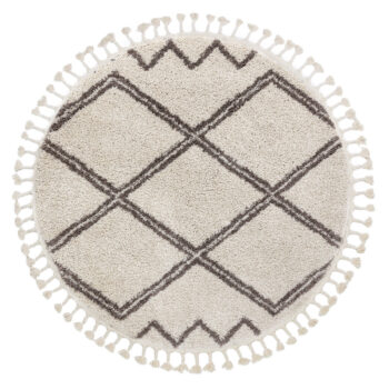 Dywany Łuszczów, Kusový koberec Berber Asila cream and brown kruh, 120x120 (priemer) kruh, biela, obývacia izba