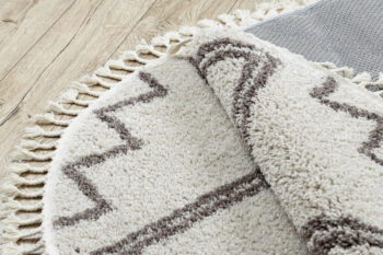 Dywany Łuszczów, Kusový koberec Berber Asila cream and brown kruh, 120x120 (priemer) kruh, biela, obývacia izba