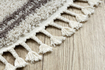 Dywany Łuszczów, Kusový koberec Berber Asila cream and brown kruh, 120x120 (priemer) kruh, biela, obývacia izba