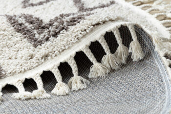 Dywany Łuszczów, Kusový koberec Berber Asila cream and brown kruh, 160x160 (priemer) kruh, biela, obývacia izba