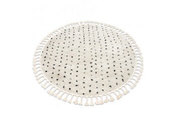 Dywany Łuszczów, Kusový koberec Berber Syla B752 dots cream kruh, 120x120 (priemer) kruh, biela, chodba / predsieň