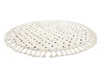 Dywany Łuszczów, Kusový koberec Berber Syla B752 dots cream kruh, 120x120 (priemer) kruh, biela, chodba / predsieň