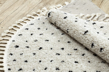 Dywany Łuszczów, Kusový koberec Berber Syla B752 dots cream kruh, 120x120 (priemer) kruh, biela, chodba / predsieň