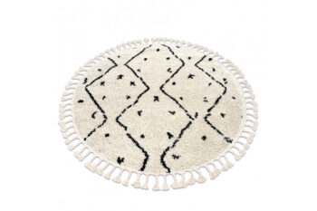 Dywany Łuszczów, Kusový koberec Berber Tetuan B751 cream kruh, 160x160 (priemer) kruh, biela, obývacia izba