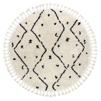 Dywany Łuszczów, Kusový koberec Berber Tetuan B751 cream kruh, 160x160 (priemer) kruh, biela, obývacia izba