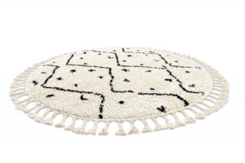 Dywany Łuszczów, Kusový koberec Berber Tetuan B751 cream kruh, 160x160 (priemer) kruh, biela, obývacia izba