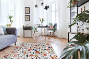 Dywany Łuszczów, Kusový koberec Botanic 65239 flowers grey – na von aj na doma, 157x220, viacfarebná, chodba / predsieň