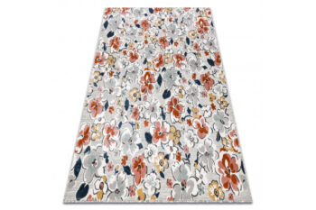 Dywany Łuszczów, Kusový koberec Botanic 65239 flowers grey – na von aj na doma, 157x220, viacfarebná, chodba / predsieň