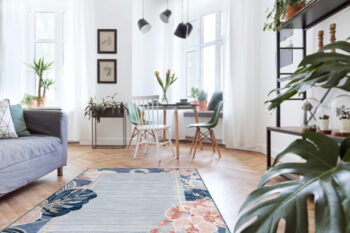 Dywany Łuszczów, Kusový koberec Botanic 65240 Flamingo navy – na von aj na doma, 117x170, modrá, chodba / predsieň