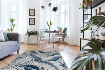 Dywany Łuszczów, Kusový koberec Botanic 65242 Feathers grey – na von aj na doma, 176x270, modrá, chodba / predsieň