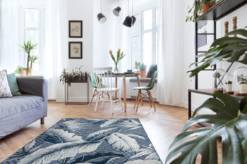Dywany Łuszczów, Kusový koberec Botanic 65242 Feathers navy – na von aj na doma, 157x220, modrá, chodba / predsieň