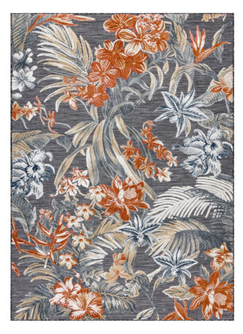 Dywany Łuszczów, Kusový koberec Botanic 65262 flowers black – na von aj na doma, 117x170, viacfarebná, chodba / predsieň