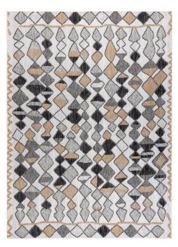 Dywany Łuszczów, Kusový koberec Cooper Sisal Diamonds 22217 ecru/black – na von aj na doma, 160x220, šedá, viacfarebná, chodba / predsieň