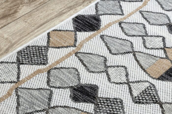 Dywany Łuszczów, Kusový koberec Cooper Sisal Diamonds 22217 ecru/black – na von aj na doma, 160x220, šedá, viacfarebná, chodba / predsieň