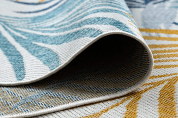 Dywany Łuszczów, Kusový koberec Cooper Sisal Palm leaves 22258 ecru/navy – na von aj na doma, 160x220, modrá, viacfarebná, žltá, chodba / predsieň