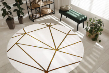 Dywany Łuszczów, Kusový koberec Emerald 1013 cream and gold kruh, 120x120 (priemer) kruh, biela, obývacia izba