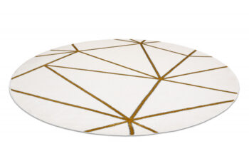 Dywany Łuszczów, Kusový koberec Emerald 1013 cream and gold kruh, 120x120 (priemer) kruh, biela, obývacia izba