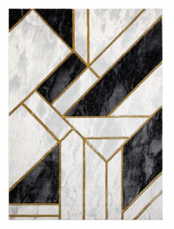 Dywany Łuszczów, Kusový koberec Emerald 1015 black and gold, 140x190, čiernobiela, kancelária