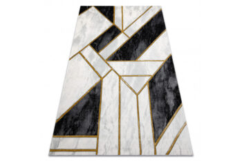 Dywany Łuszczów, Kusový koberec Emerald 1015 black and gold, 160x220, čiernobiela, kancelária