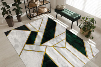 Dywany Łuszczów, Kusový koberec Emerald 1015 green and gold, 160x220, zelená, kancelária