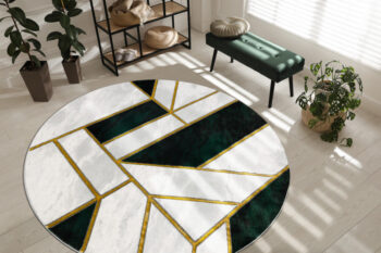 Dywany Łuszczów, Kusový koberec Emerald 1015 green and gold kruh, 120x120 (priemer) kruh, zelená, obývacia izba