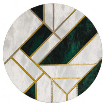 Dywany Łuszczów, Kusový koberec Emerald 1015 green and gold kruh, 160x160 (priemer) kruh, zelená, obývacia izba