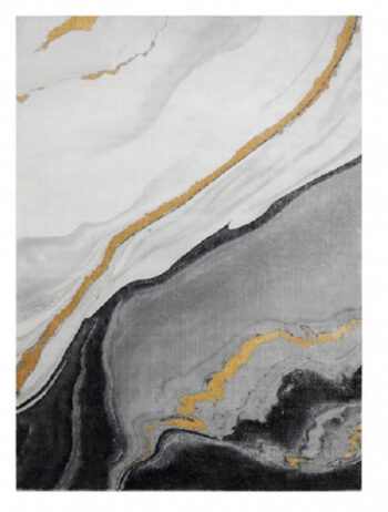 Dywany Łuszczów, Kusový koberec Emerald 1017 black and gold, 180x270, čiernobiela, kancelária