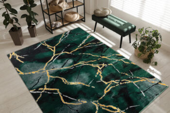 Dywany Łuszczów, Kusový koberec Emerald 1018 green and gold, 80x150, zelená, kancelária
