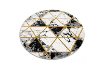 Dywany Łuszczów, Kusový koberec Emerald 1020 black and gold kruh, 200x200 (priemer) kruh, čiernobiela, obývacia izba