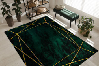 Dywany Łuszczów, Kusový koberec Emerald 1022 green and gold, 80x150, zelená, kancelária