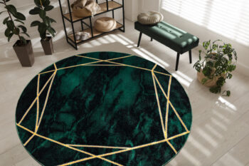 Dywany Łuszczów, Kusový koberec Emerald 1022 green and gold kruh, 200x200 (priemer) kruh, zelená, obývacia izba