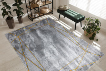 Dywany Łuszczów, Kusový koberec Emerald 1022 grey and gold, 160x220, šedá, chodba / predsieň