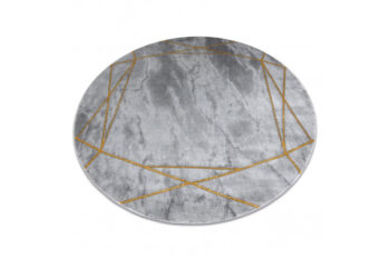 Dywany Łuszczów, Kusový koberec Emerald 1022 grey and gold kruh, 200x200 (priemer) kruh, šedá, chodba / predsieň