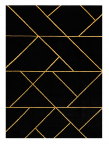 Dywany Łuszczów, Kusový koberec Emerald geometric 1012 black and gold, 180x270, čierna, chodba / predsieň